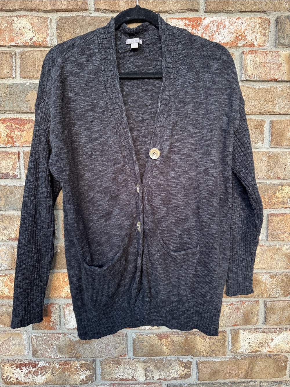 J. Jill Charcoal Textured Button Front Cardigan size Medium
